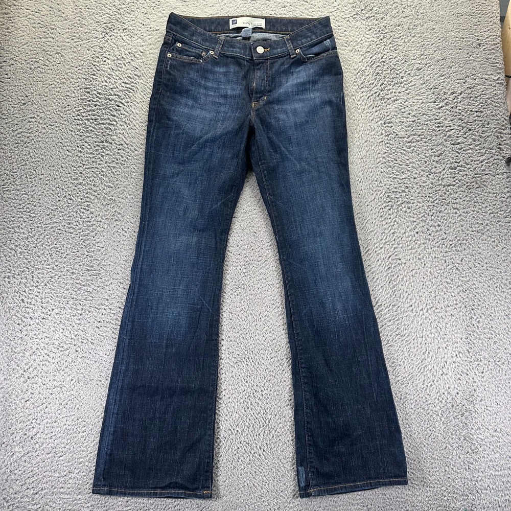 Gap Jeans Women 10 Blue Cotton Denim Bootcut Curvy Faded Workwear Stretch Travel